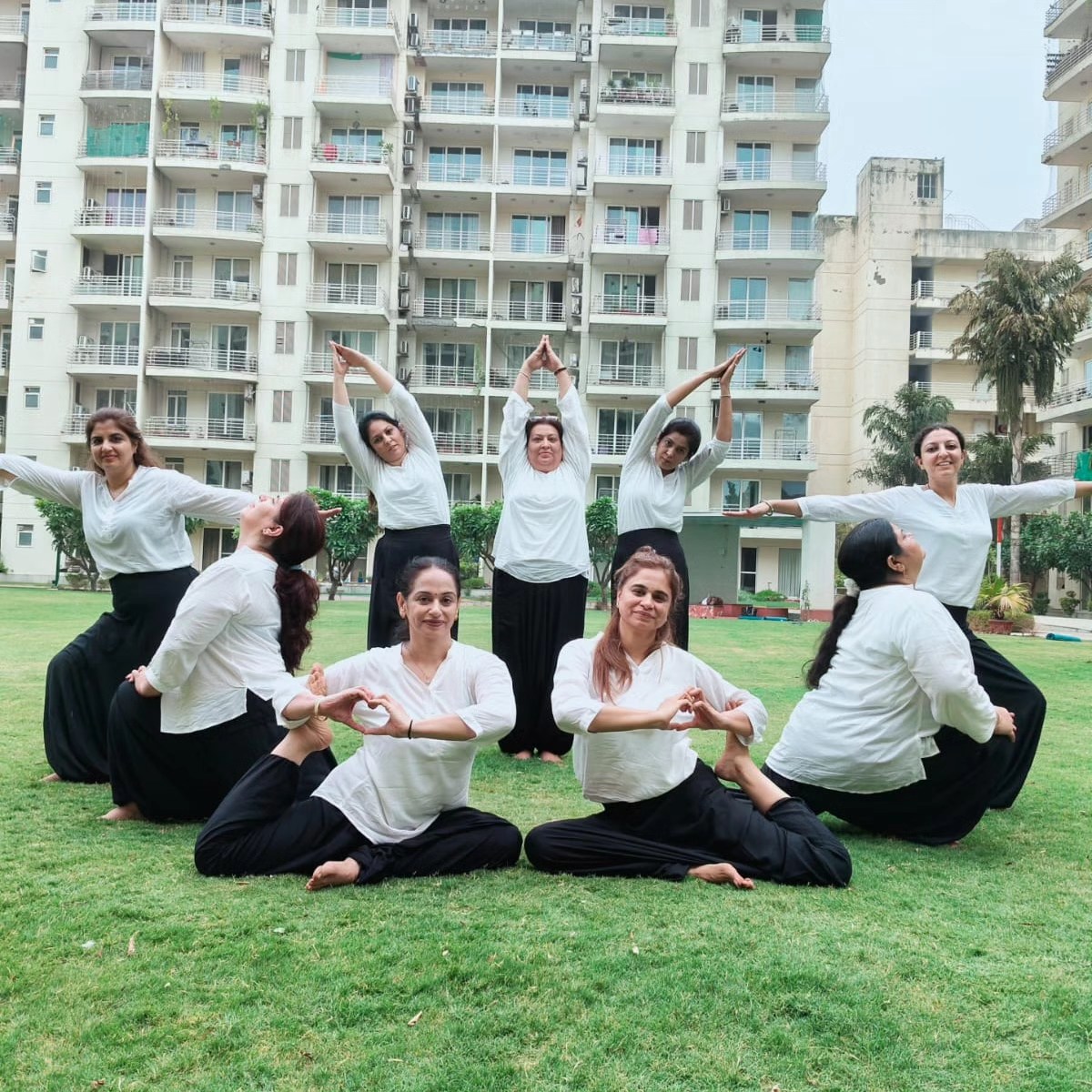 Outdoor yoga group